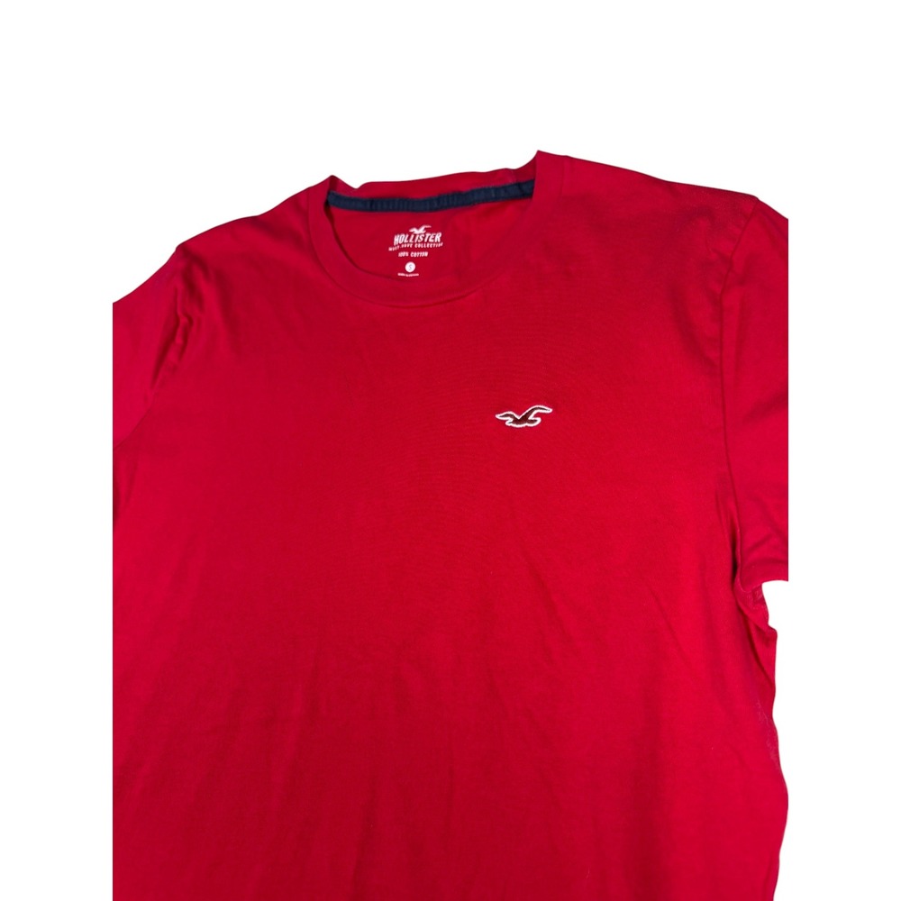Hollister Mens Must-Have Collection Red Cotton Crew Neck Seagull Logo T-Shirt S - Picture 2 of 4